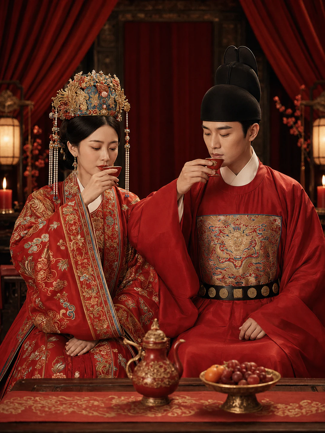 凤冠霞帔 · 明制婚礼主题样片：合卺酒仪式